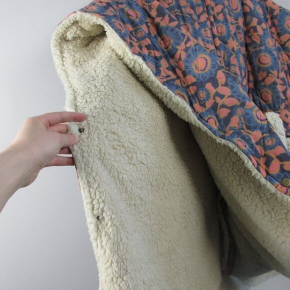 Natural Life Kimono Sherpa Jacket Women L XL Snap Hooded Boho Oversized Hood 764 - Picture 9 of 16